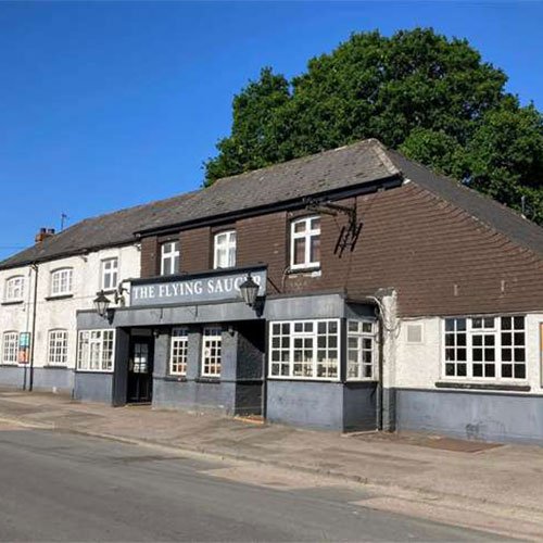 Outside of The Flying Saucer in Gillingham, Kent