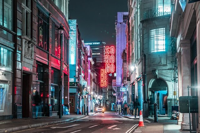 Neon lights in Soho, London