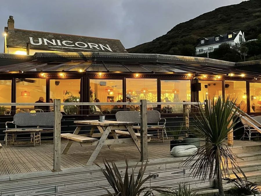 Outside of The Unicorn on the Beach, Porthtowan, Cornwall